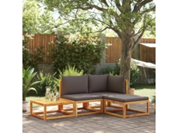 Vidaxl Conjunto De Sofás De Jardim Vidaxl De 4 Peças Com Almofadas De Madeira De Acácia E Vime