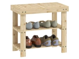 Banco de bambu 3 níveis para 4 pares, natural DECORALAR TECH