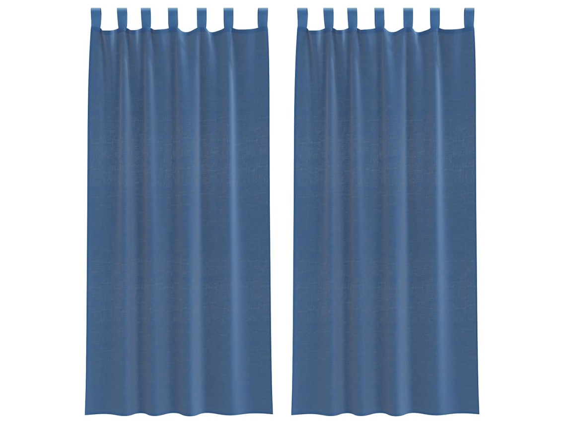 Cortinas de Voile com Laços 2 Pcs Azul Real 140x225 Cm MAISON EXCLUSIVE