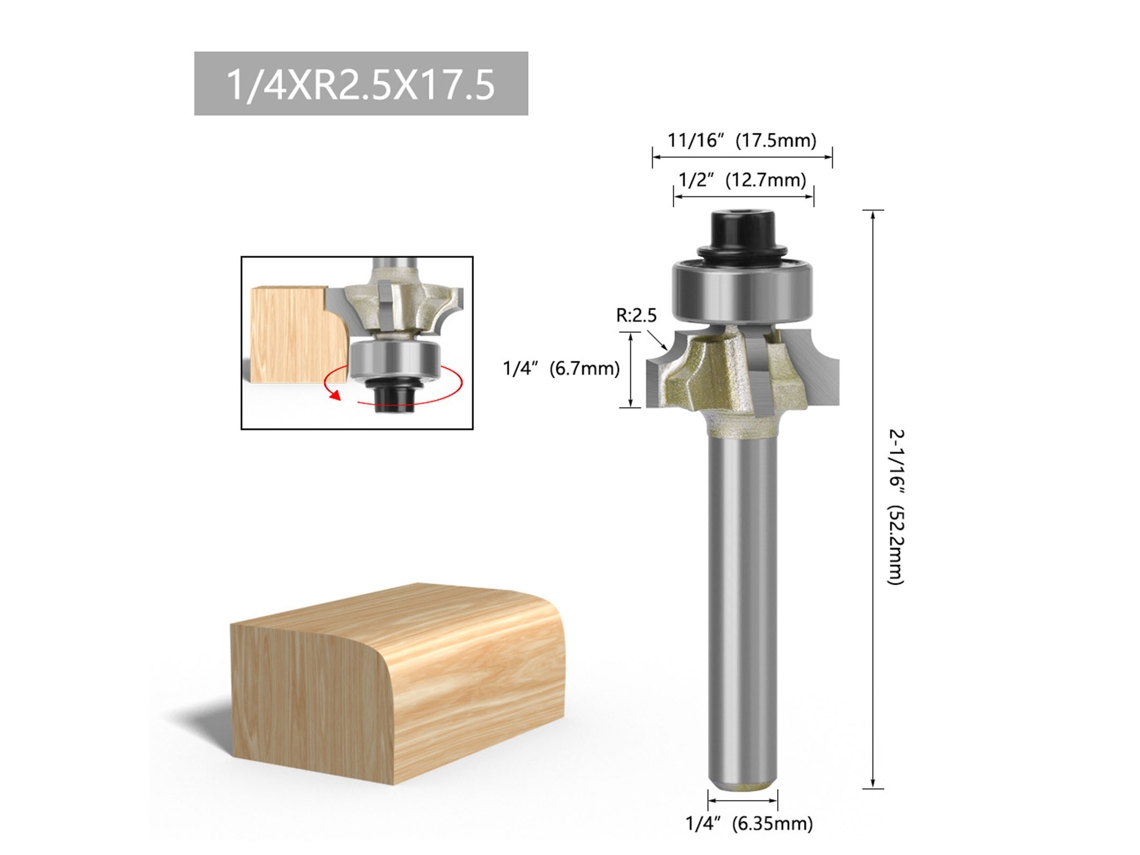 Laxiscreed Cortador De Acabamento Com Arestas Arredondadas, Ponta De 1/4" Para Trabalhos Precisos