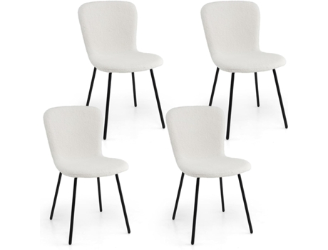 Conjunto de 4 Cadeiras de Jantar Cadeira de Jantar Moderna Estofada com Costas e Pernas de Metal Conjunto de Cadeiras de Cosmética COSTWAY