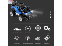 Carro De Controle Remoto Off-road 1:18 Com Luzes Led, Rechargeável, Brinquedo Para Crianças Meninos E Meninas