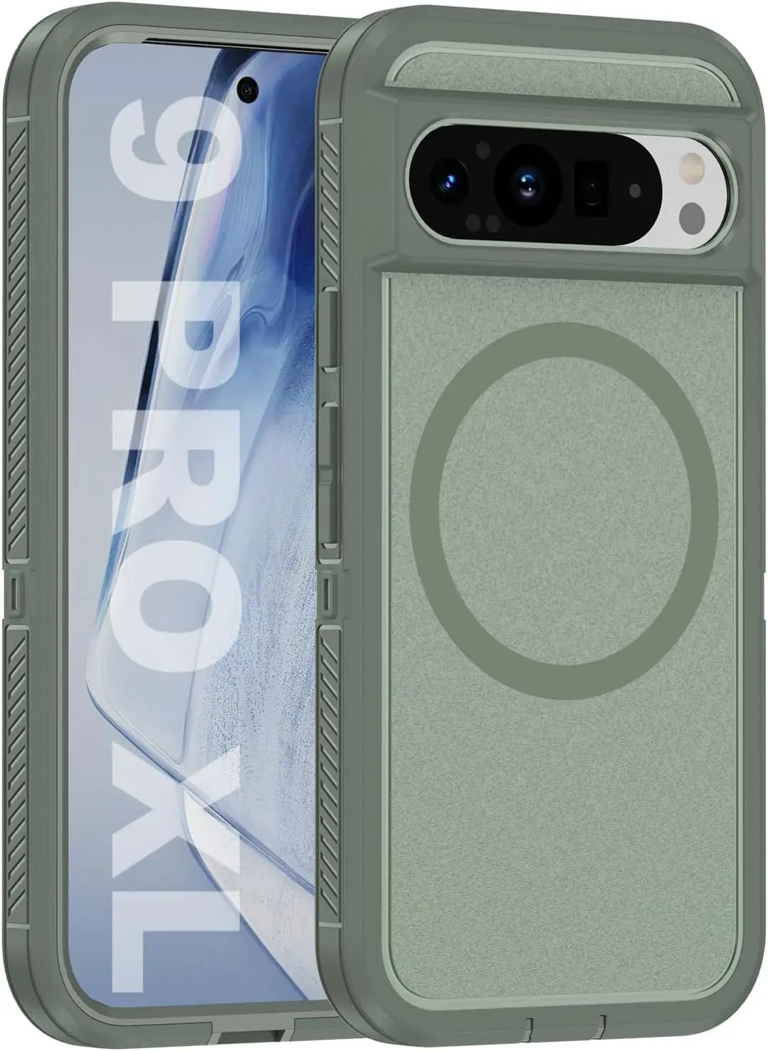 (verde, Google Pixel 9 Pro Xl) Capa Protetora Resistente Com Acabamento Fosco, Compatível Com Carregamento Sem Fio Magnético E À Prova De Choque.