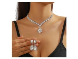 2026 conjunto de Joias de Casamento para Mulher com Colar Choker e Brincos em Forma de Gota com Cristais Falsos Brilhantes