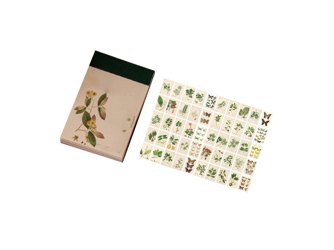 Folhas de Adesivos para Scrapbooking de Plantas Retrô, 50 Folhas Decorativas para Cadernos, Álbuns e Cartas