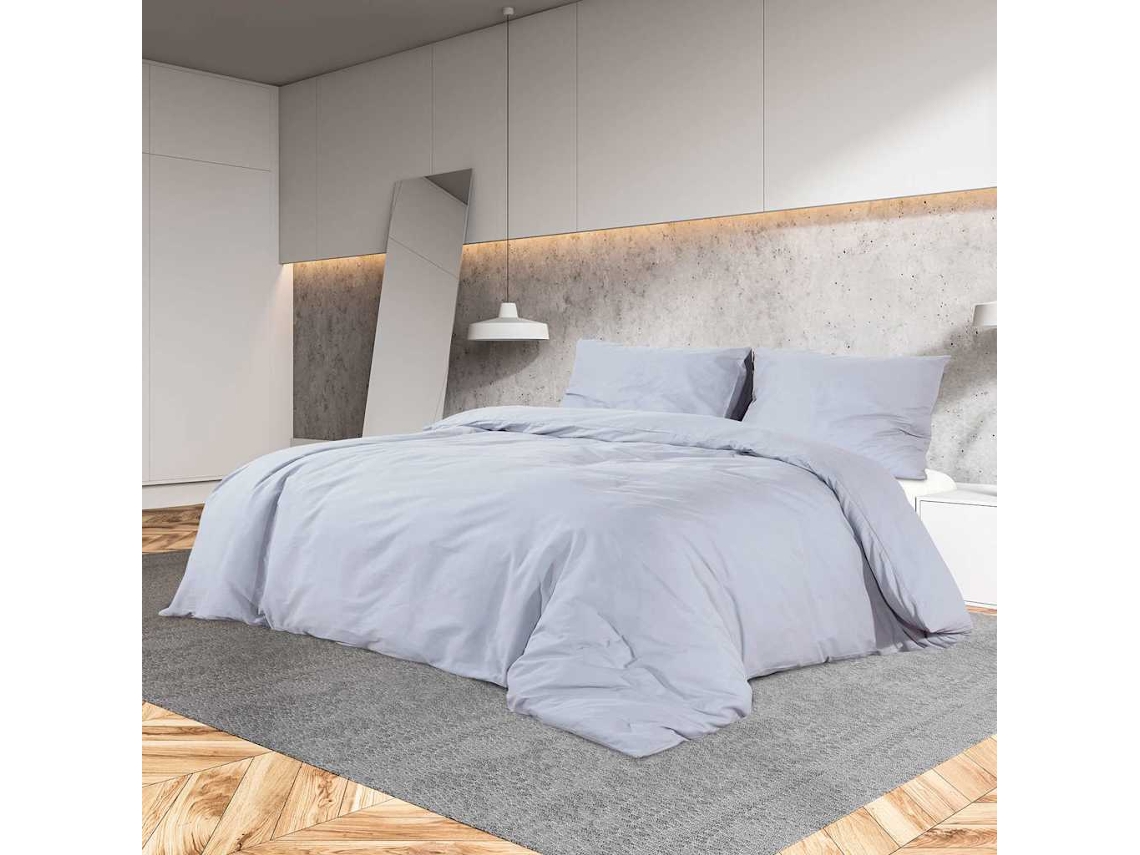 Vidaxl Conjunto De Capa De Edredão 240x220 Cm Algodão Cinza