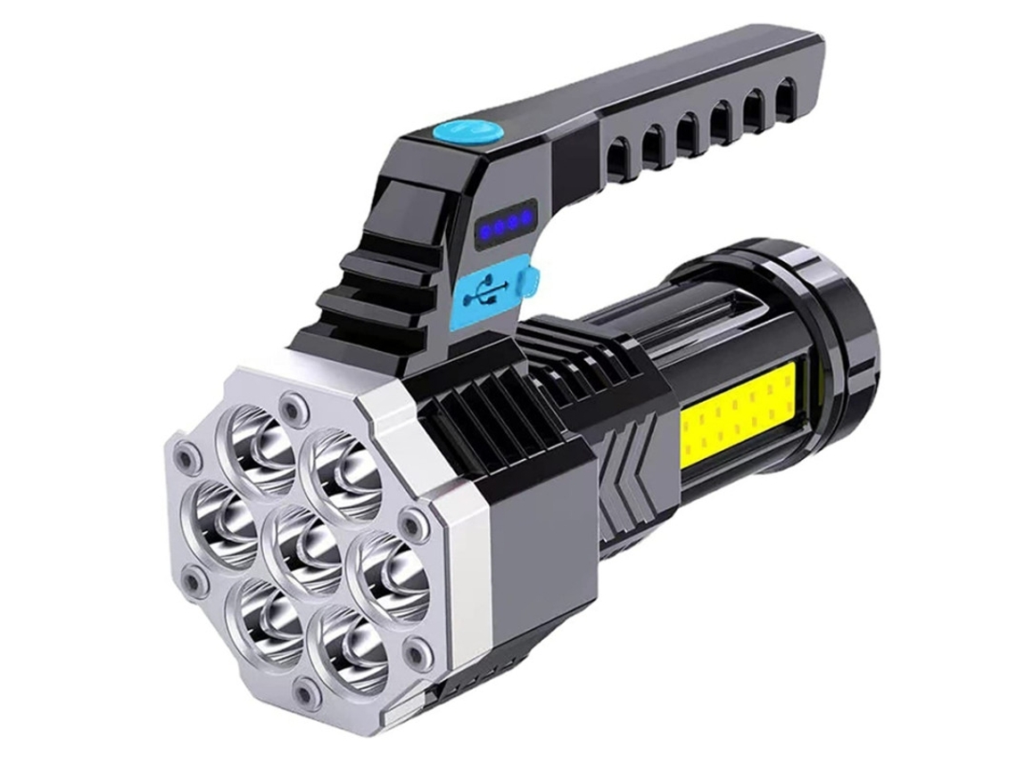 Lanterna Led Super Brilhante Portátil Recarregável Lanterna Led Holofote De Acampamento Com Alça 4 Modos Preto Yunzii