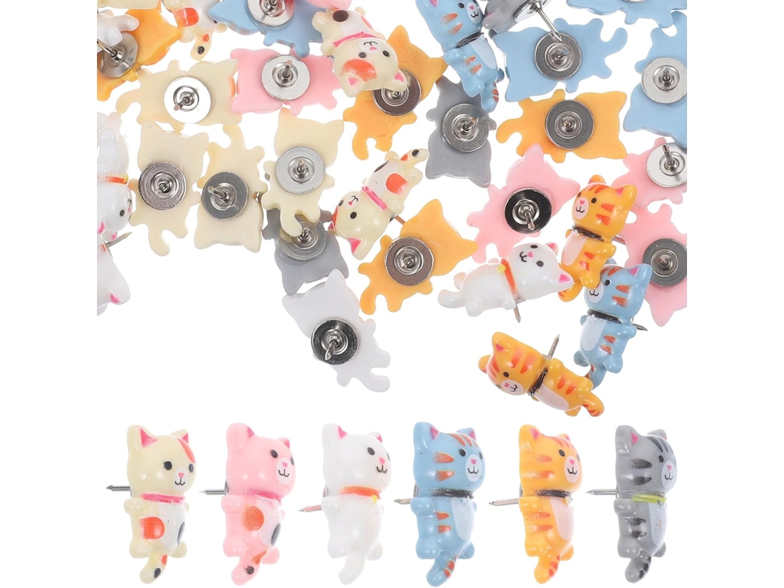 Tachinhas Decorativas Shineofi, 50 Unidades Em Formato De Gato, Feitas De Resina Resistente Para Quadros Cortiça E