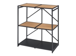 Estante Dobrável Telemark 3 Níveis Metal Mdf 81X68X38Cm Preto/Carvalho [EN.CASA]