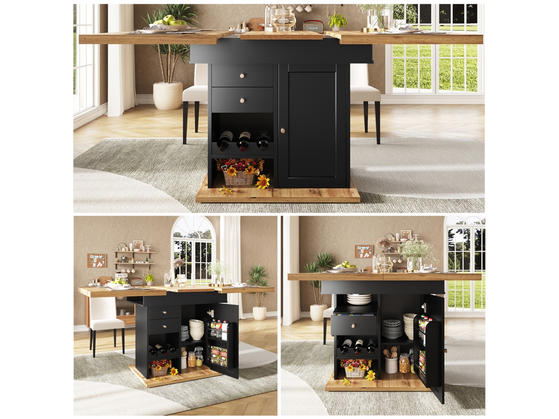 Mesa Extensível 110 140cm com Prateleira Adega