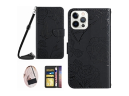 Capa Pega Para Iphone 15 Pro Pele Sintética Anti-choque Preto
