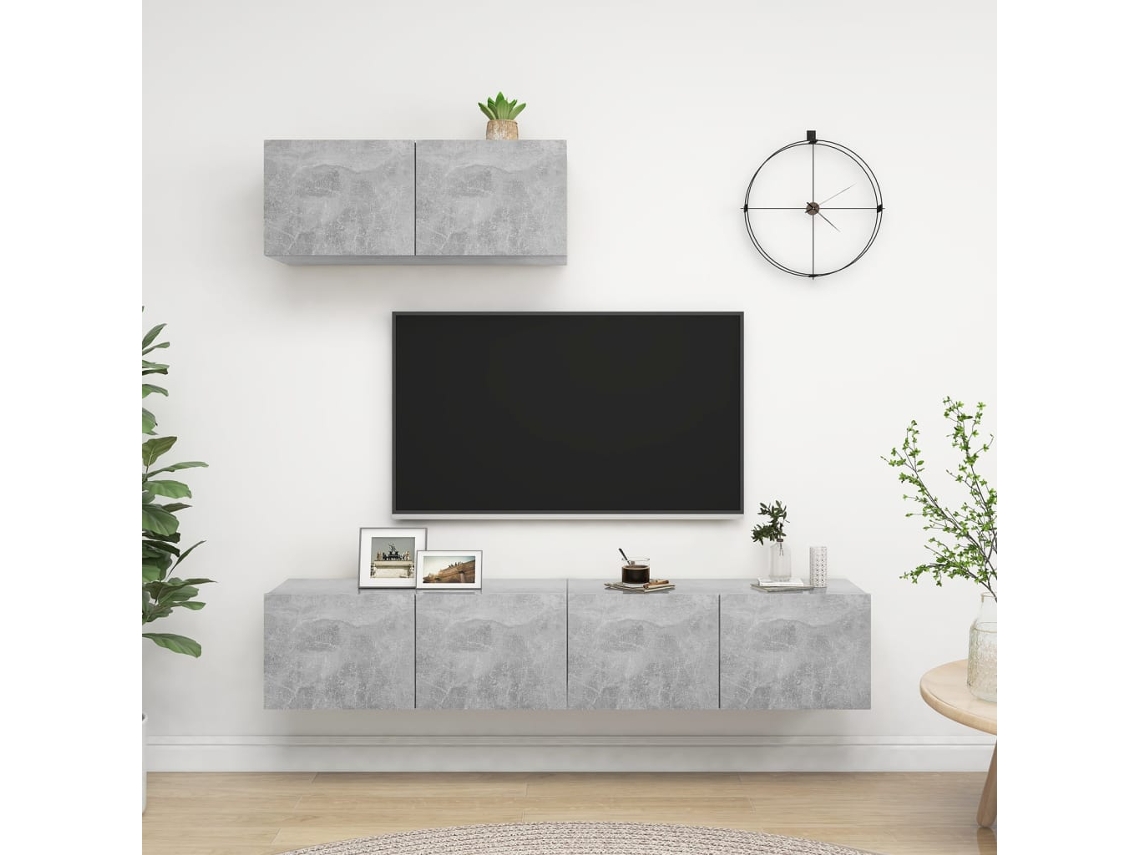 Vidaxl Móveis De Tv 3 Pcs Derivados Madeira Cinzento Cimento