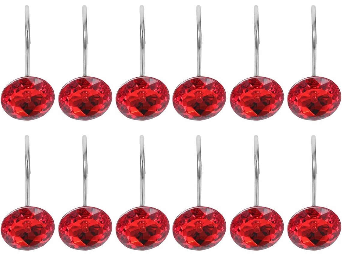 Barra De Cortina Chuveiro Decorativa Em Acrílico Vermelho E Ferro Com