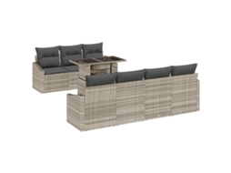 Conjunto 8 Sofá De Jardim Vidaxl Cinzento-claro Vime Pe (100 X 55 X 73 Cm)