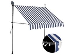 Vidaxl Toldo Retrátil Manual Com Led 200 Cm Azul E Branco