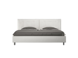Cama De Casal King Size Com Recipiente Acolchoado 200x200 Couro Sintético Branco Annalisa Large