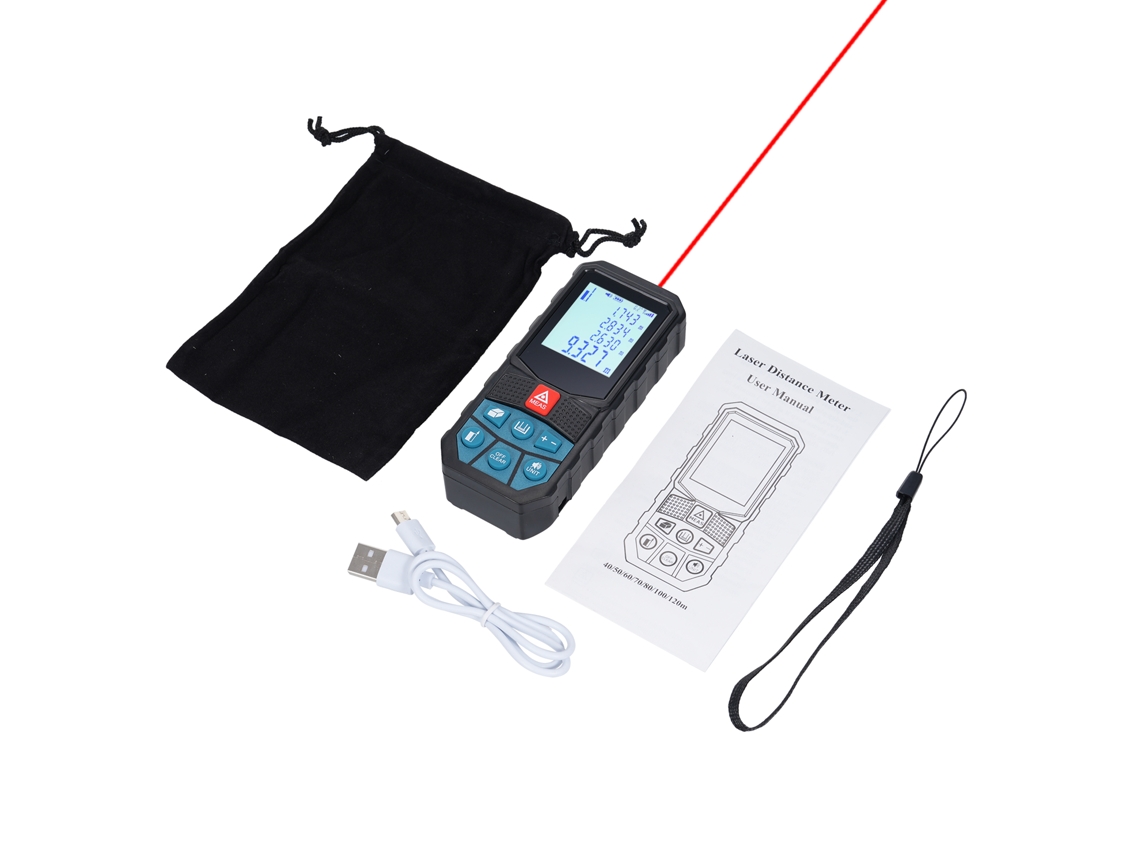Medidor De Distância Com Ângulo Lcd Retroiluminado Medição Precisa M/ft/in
