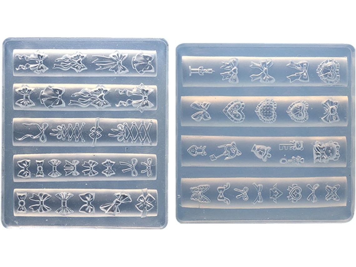 Conjunto de 2 Moldes de Silicone SFUSHOS para Nail Art 3D com laço
