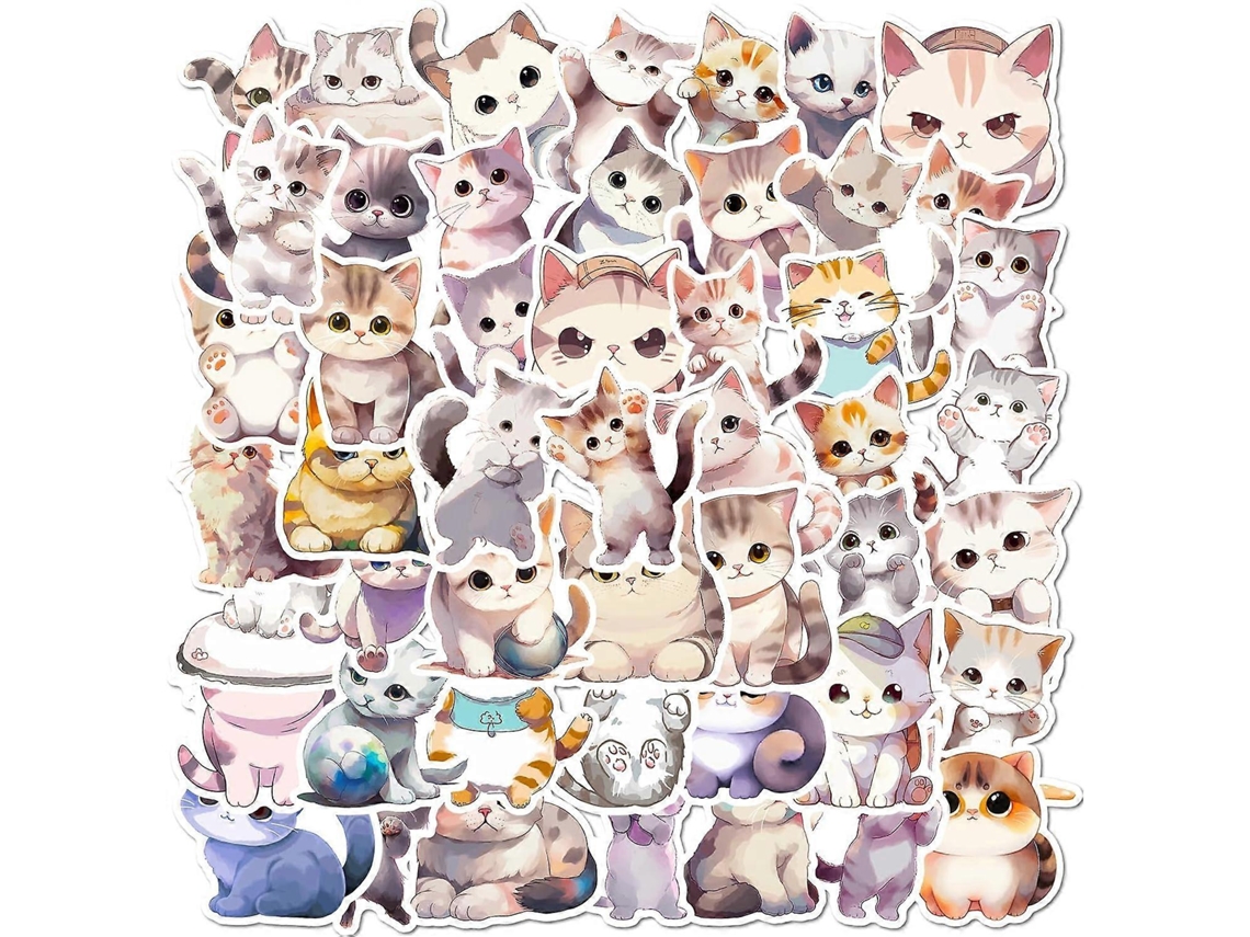 100 Peças De Adesivos Impermeáveis ​​de Gatos Fofos Para Crianças, Adesivos De Gatos Para Crianças, Adolescentes E Adultos, Adesi Aquaforge