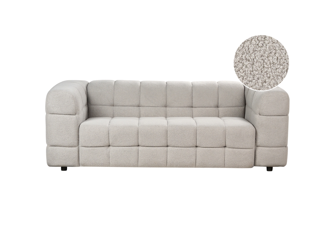 Sofá de 3 lugares BELIANI Mullola de Bouclé Cinzento 227x103x77