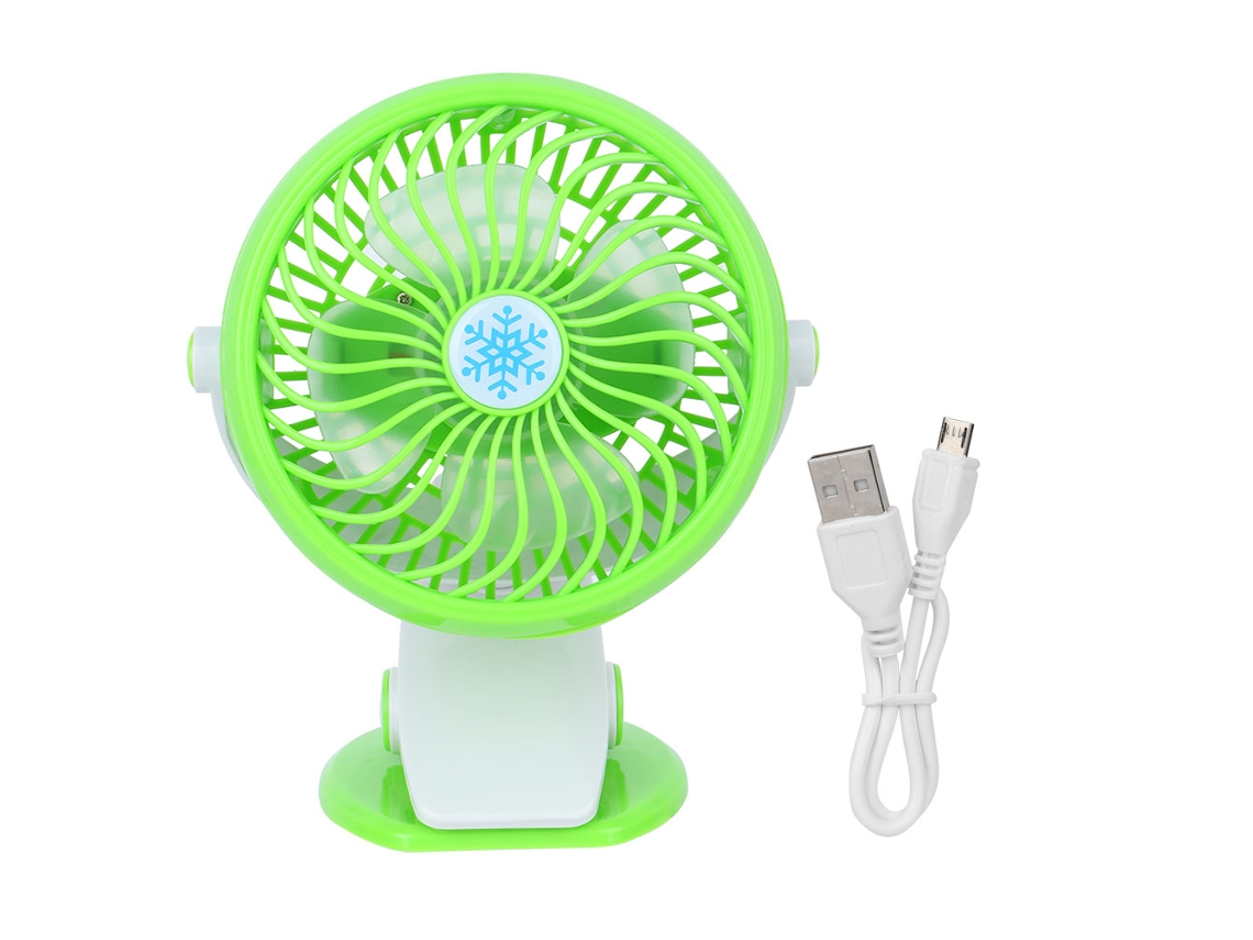 Mini Ventilador Usb Portátil Recarregável Clip Verde