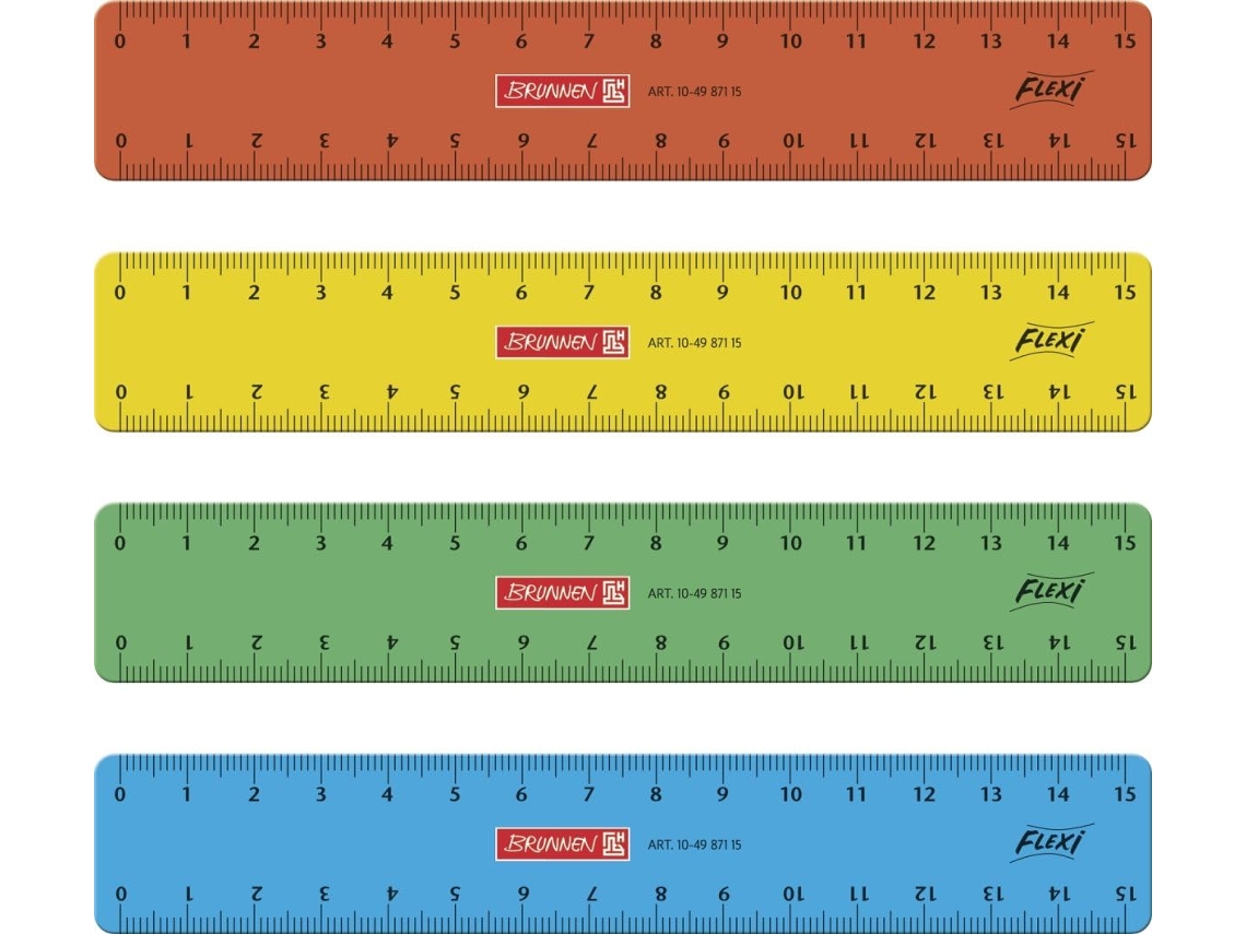 104987115 Régua Flexível Para Escola E Escritório, 15 Cm, Inquebrável, Sortida, Para Usuários Destro Gokoco