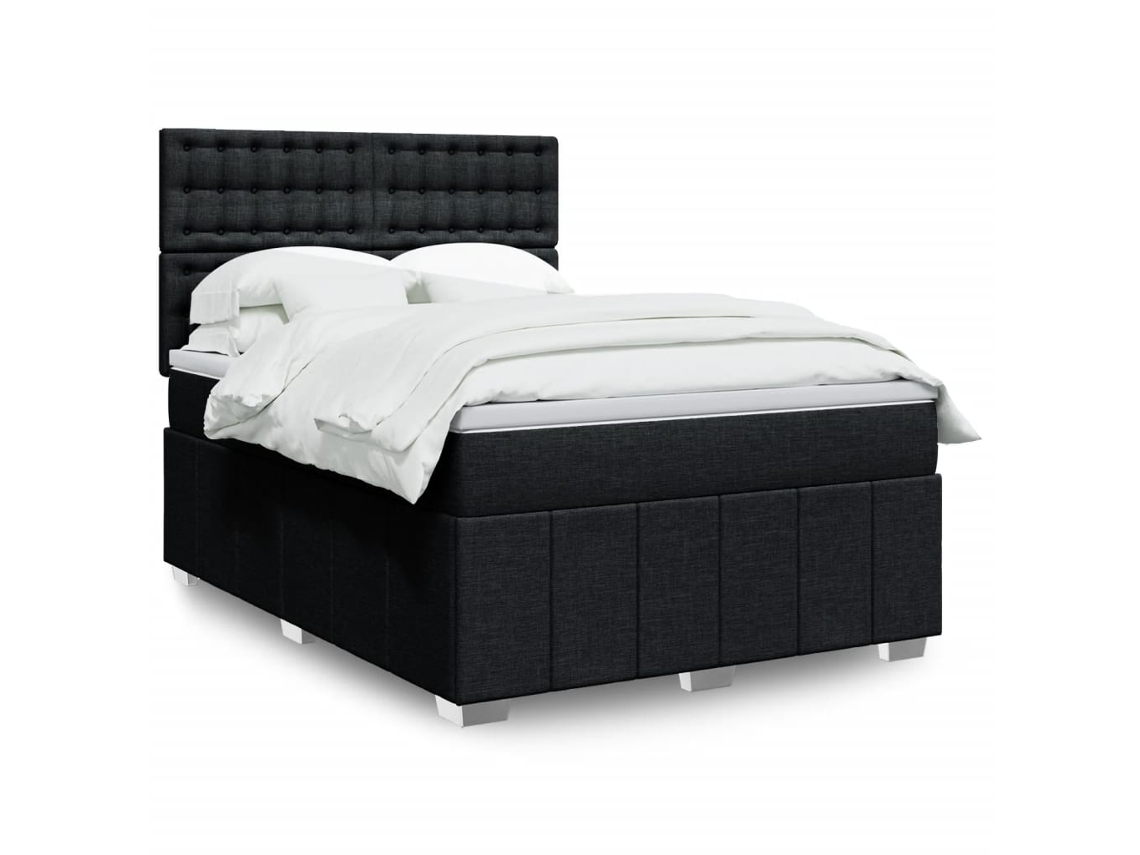 Vidaxl Cama Com Molas/colchão 140x190 Cm Tecido Preto