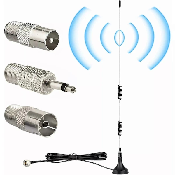 Antena De Rádio Dab Ukw Fm 7dbi Com Cabo 3 M E Base Magnética Para Digital