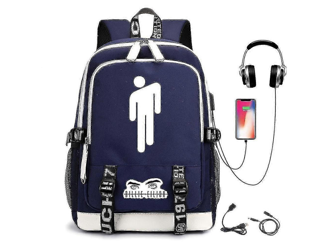 Mochilas Com Estampa Billie Eilish, Mochilas Escolares Recarregáveis ​​por Usb, Mochilas Para Atividades Ao Ar Livre, 4 Cores Olysi Shop