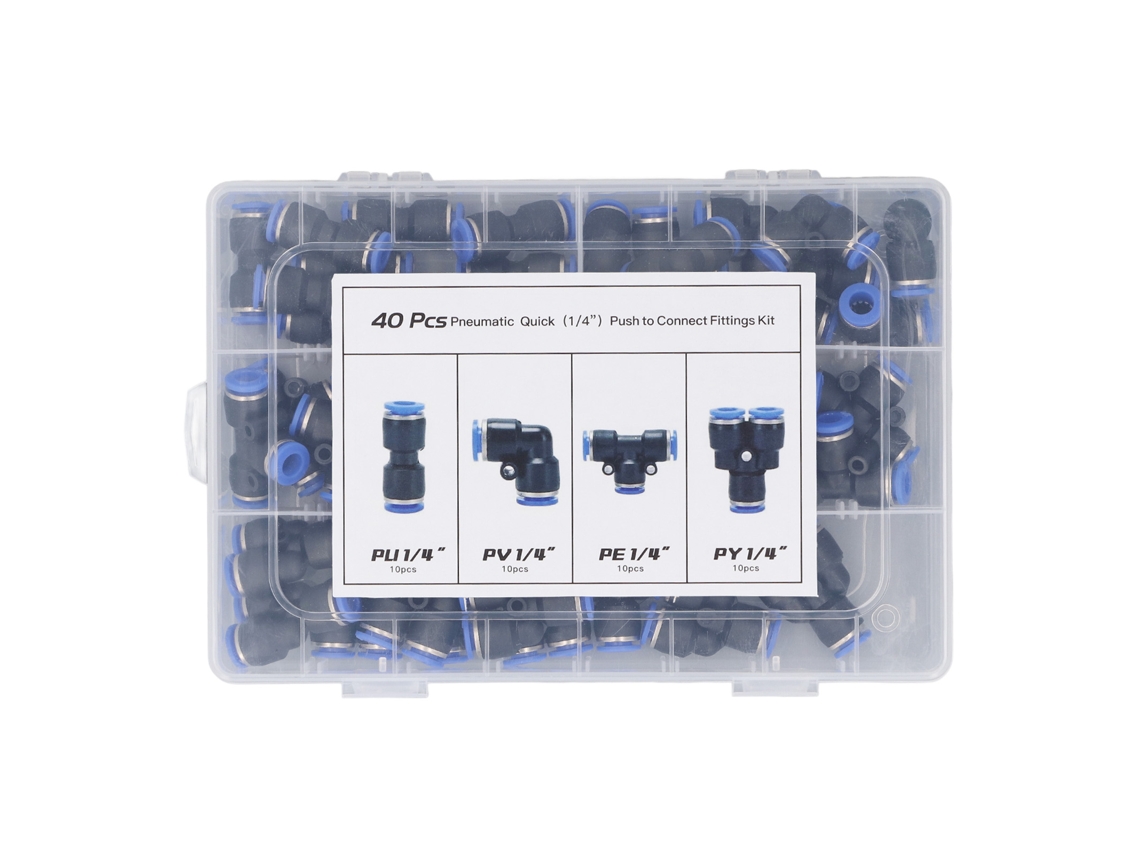 Kit De Encaixe Rápido Pneumático Laxiscreed De 40 Peças Para Tubos De 1/4 Polegadas