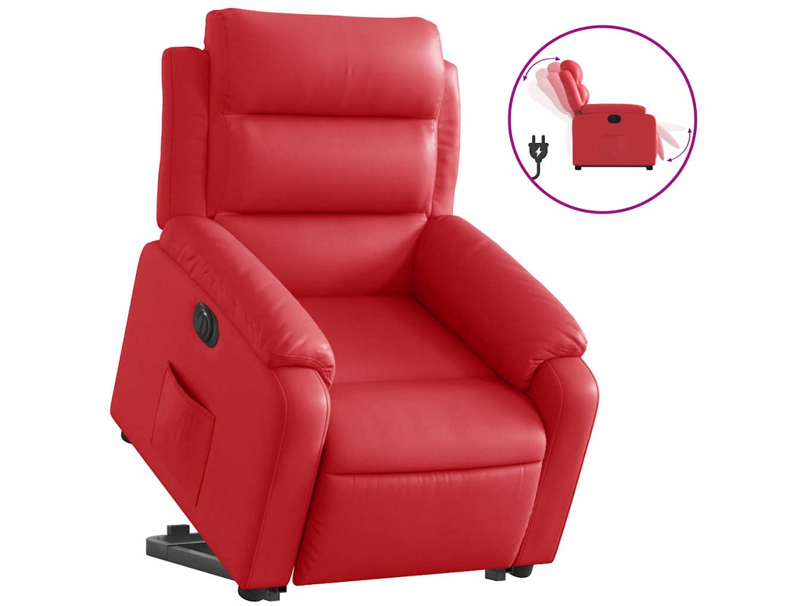 Cadeira Reclinável Elétrica Vidaxl Vermelho Couro Artificial