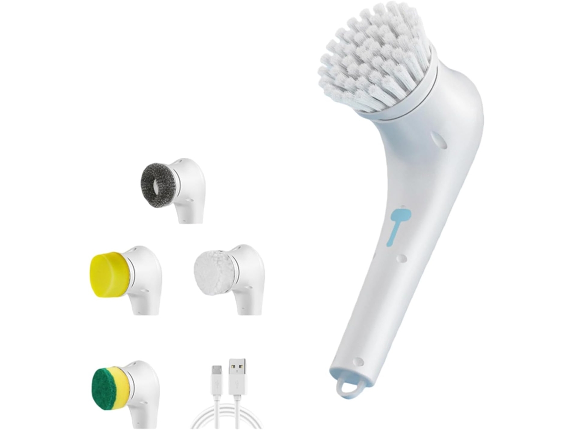 Escova De Limpeza Elétrica Multifuncional Com 5 Cabeças E Design À Prova D Água Para Casa, Banheiro, Cozinha E Outras