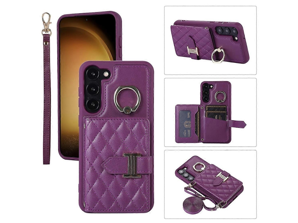 Capa Para Celular Com Suporte Horizontal Para Cartões E Argolas, Com Cordão Duplo, Compatível Com Samsung Galaxy S23+ 5g.
