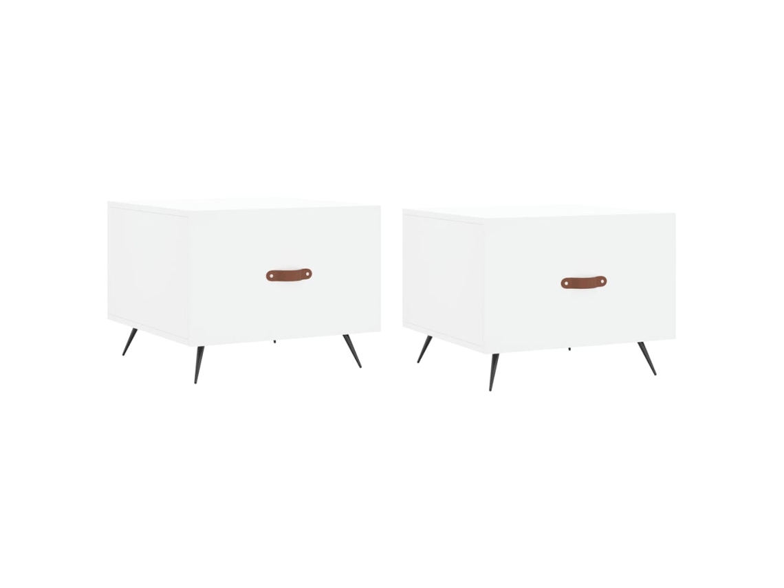 Conjunto de 2 Mesas de Centro Madeira Processada Branco MAISON EXCLUSIVE (50x50x40 cm)