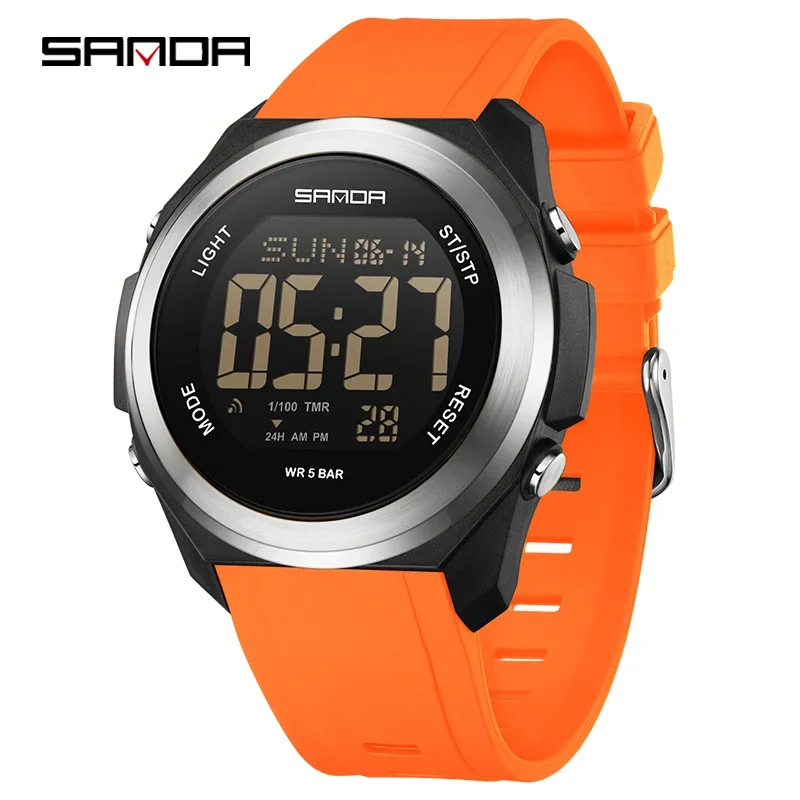 Relógio Digital MDUG Masculino, Esportivo Luminoso e Colorido, À Prova D'água (laranja)