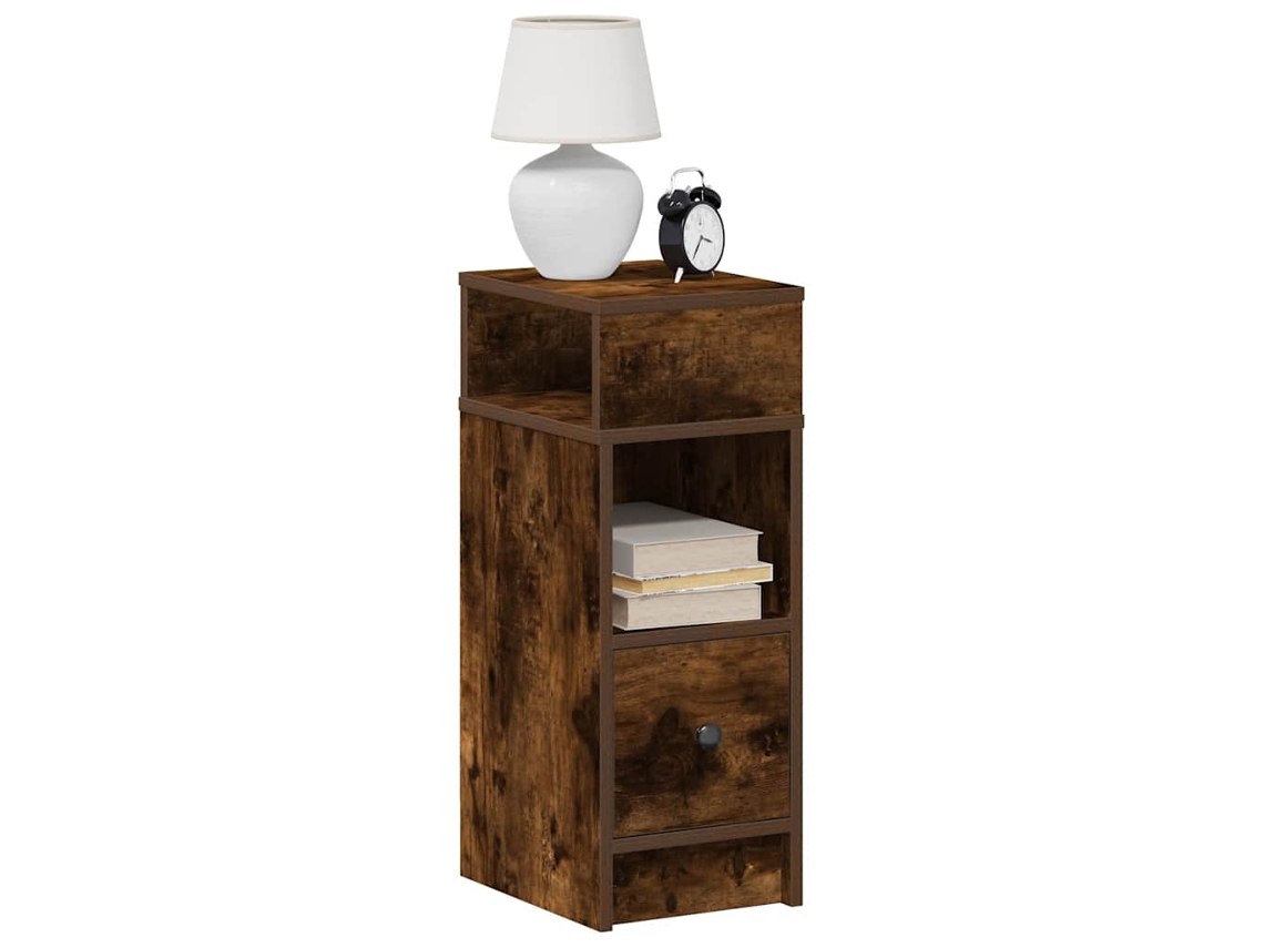 Vidaxl Mesa De Cabeceira Com Gaveta 25x31x66 Cm Carvalho Fumado