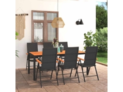 Vidaxl 7 Pcs Conjunto De Jantar Para Jardim Preto E Castanho