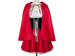 Conjunto De Traje De Chapeuzinho Vermelho Para Mulheres - Vestido + Capa 3xl Tamanho 80cm Poliéster Feriado