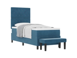 Cama Box com Colchão Azul Escuro 80 X 200 Cm Veludo MAISON EXCLUSIVE