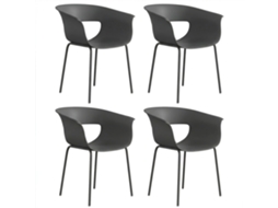 Conjunto De Ferrugem, Cadeiras De Jardim Com 4 Cadeiras De Varanda Ergonômicas Com Design Recortado, Apoio De Braço Resistente À Cinza