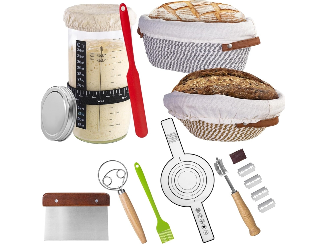 Conjunto De 9 Cestos Banneton Para Pão Artesanal, Para Massa Madre, Fermentação Natural E Padaria Doméstica