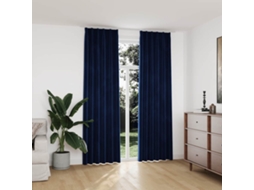 Vidaxl Cortinas Blackout C/ Ganchos 2 Pcs 140x245cm Veludo Azul Escuro
