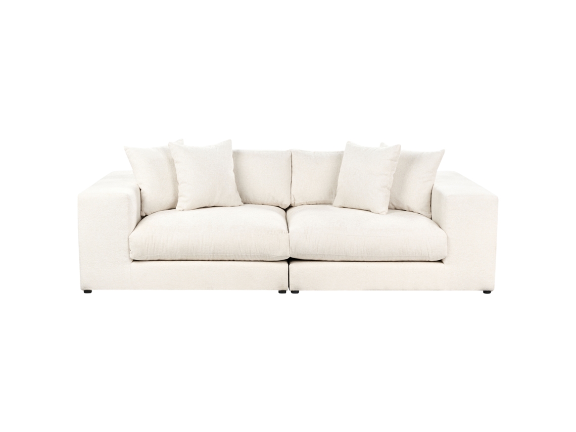 Sofá de 3 Lugares BELIANI Glorvika Ii de Tecido Branco Creme 240x120x58