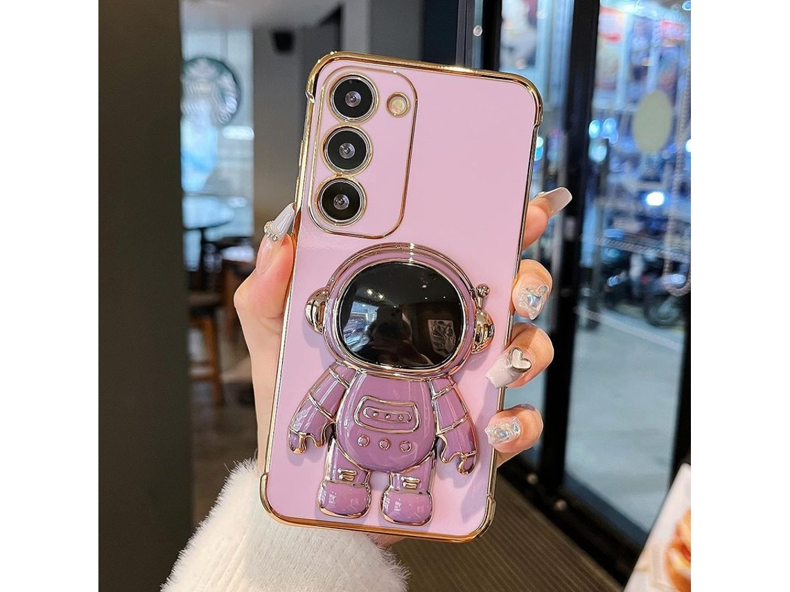 Capa Antichoque para Galaxy S23 Plus com Suporte Astronauta Design Plating Roxo