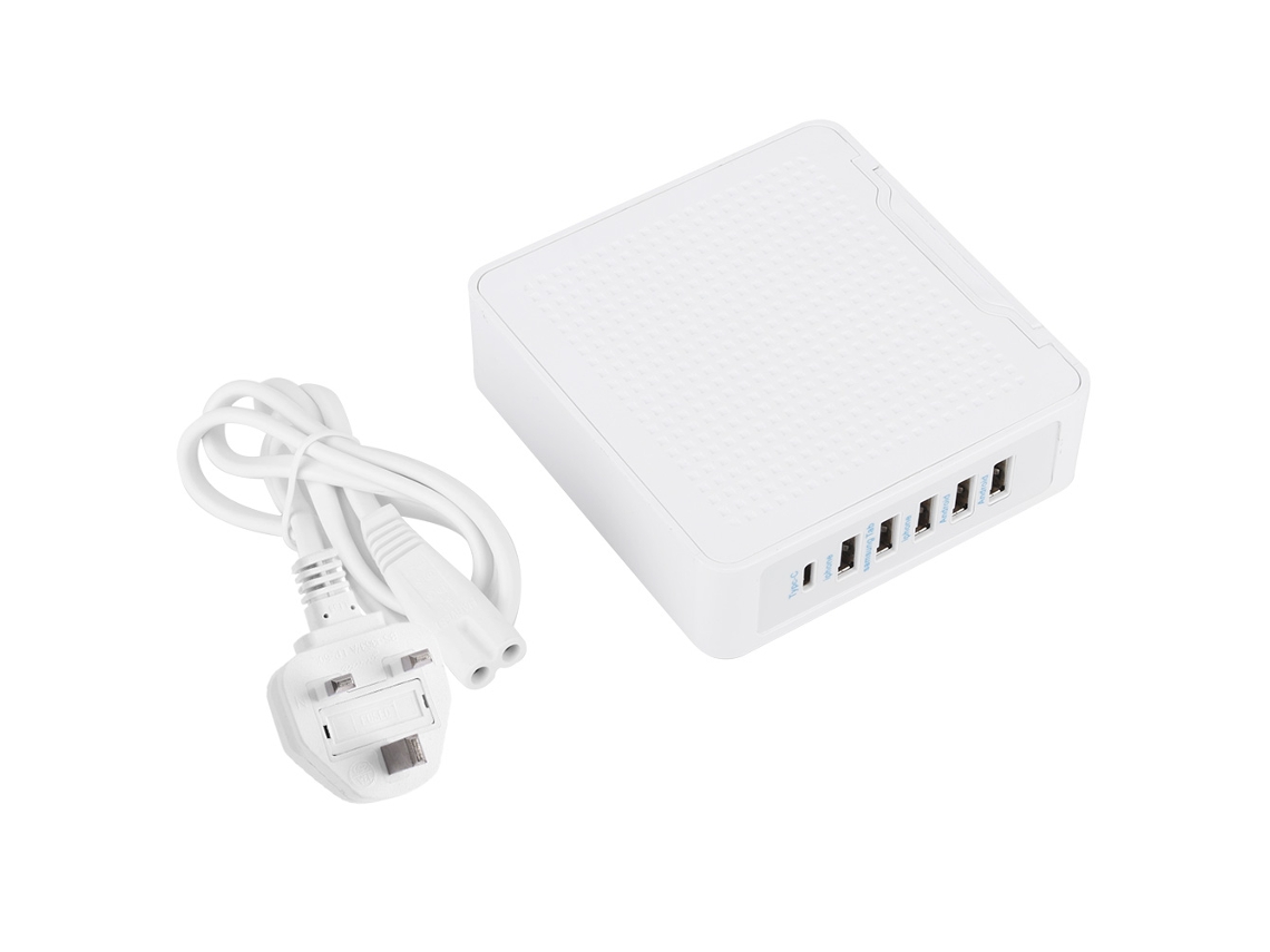 Carregador Usb De 6 Portas (carregamento Rápido De 10a, Com Suporte Para Celular)