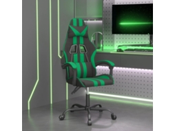 Vidaxl Cadeira Gaming Giratória Couro Artificial Preto E Verde