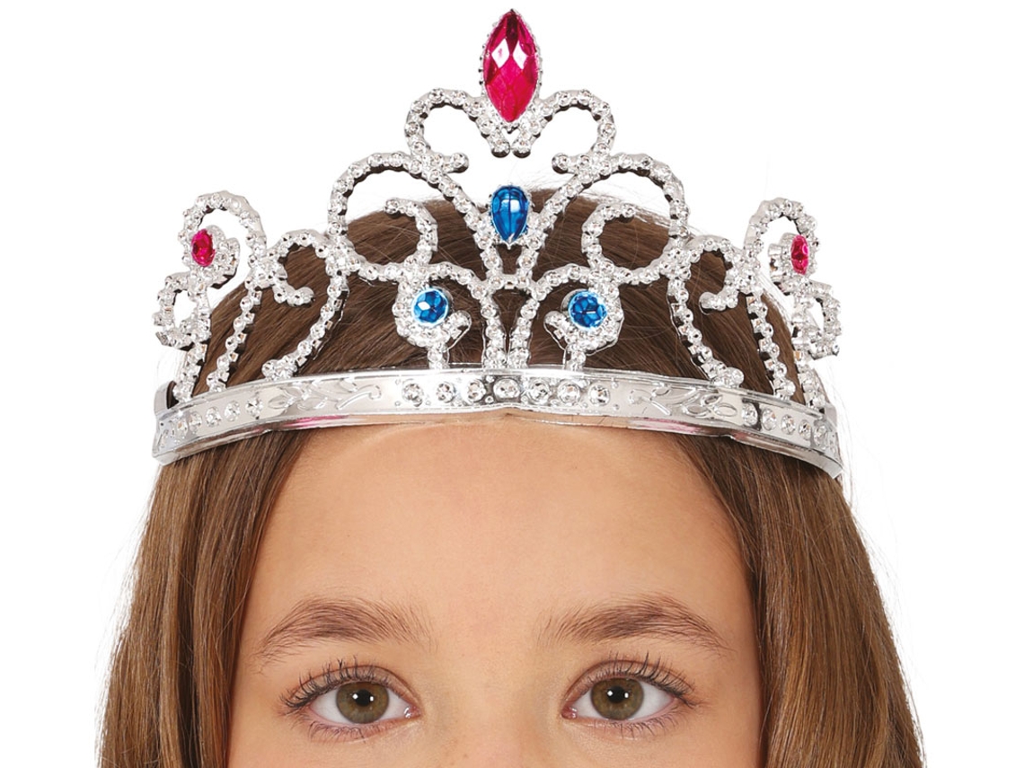 Tiara de princesa prateada com pedras