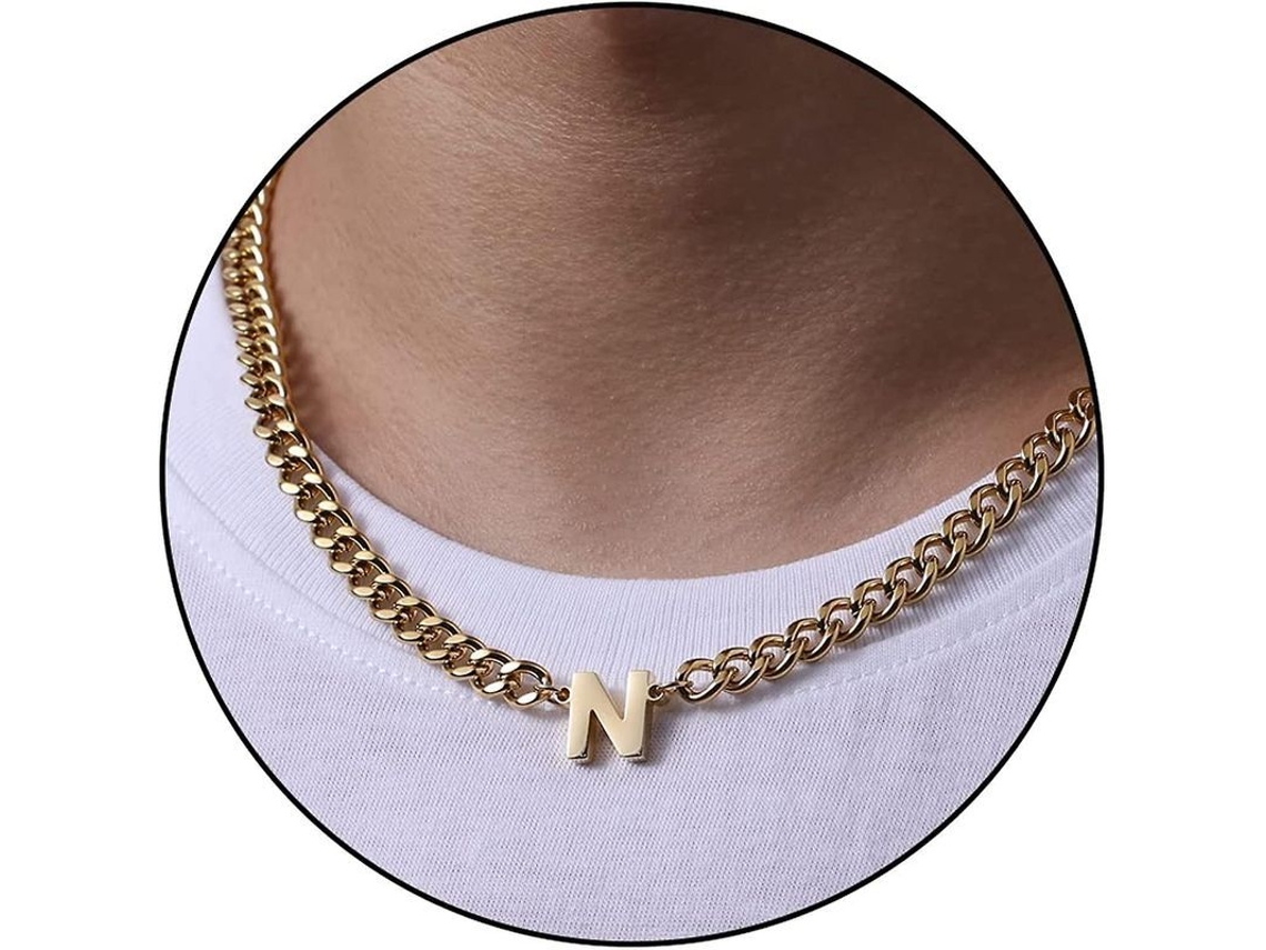 2026 cadena de Eslabón Cubano Con Letra Inicial A z para Hombres Niños Mujeres Colgante Acero Inoxidable 6.5mm 18+2 Pulgadas Regalo de Joyería