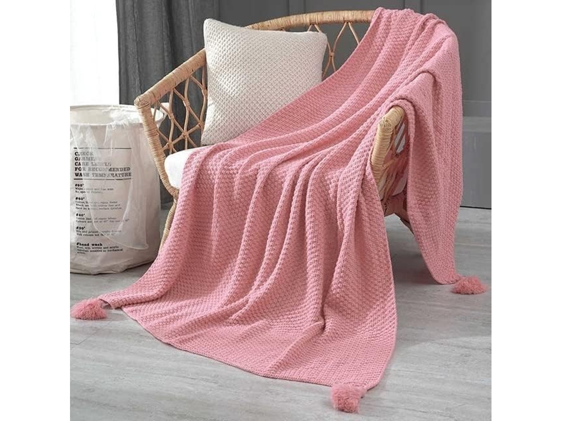 Manta de Tricô com Franjas Mantou Fio Liso para Cama Viagens Avião Sofá Grande Ar Condicionado, Macio, Quente,