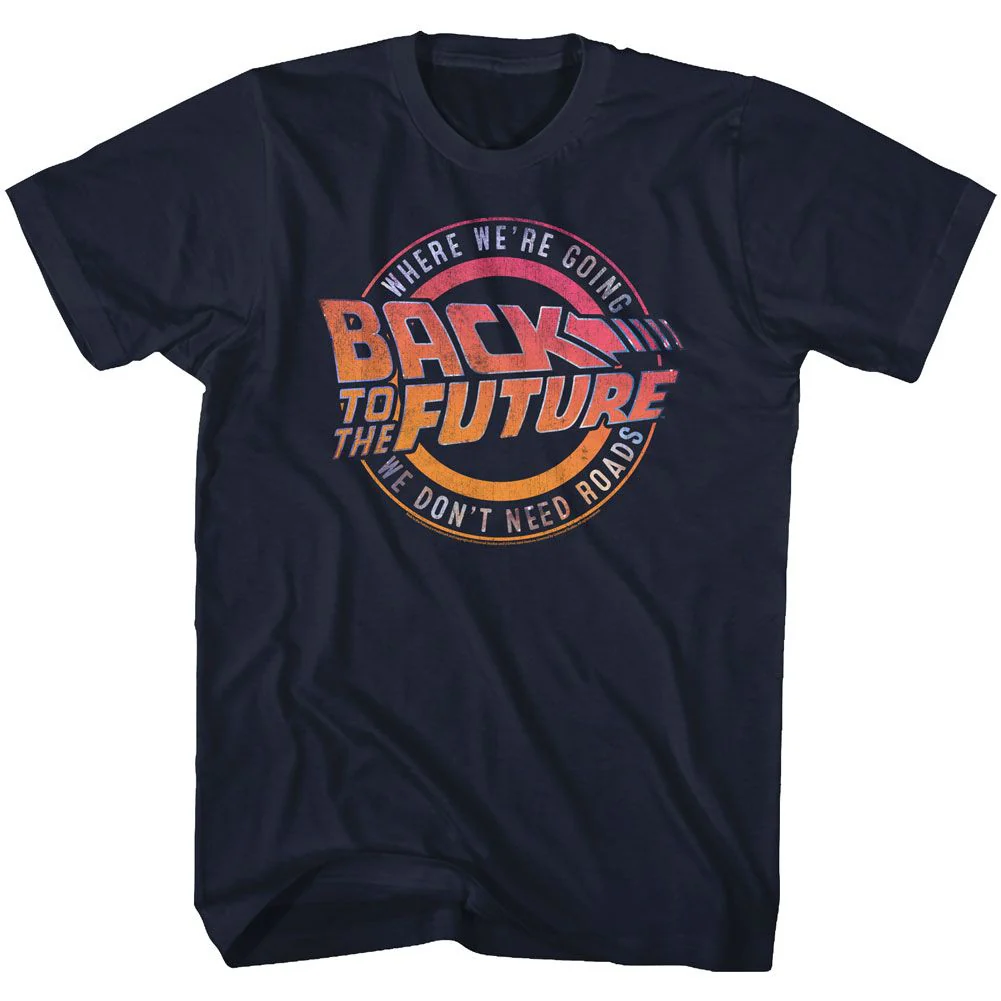 Unisex Adult T-shirt Rockinstone Back To The Future Movie Logo And Quote Navy Sizes